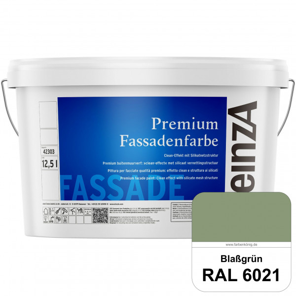 einzA Premium Fassadenfarbe (RAL 6021 Blassgrün) Hochwertige Fassadenfarbe mit Clean-Effekt