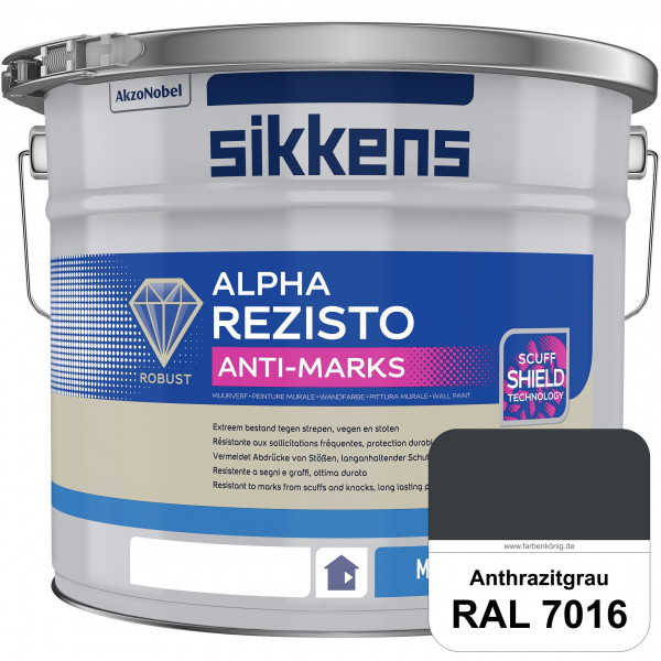 Alpha Rezisto Anti-Marks (RAL 7016 Anthrazitgrau) Extrem widerstandsfähige Innenwandfarbe