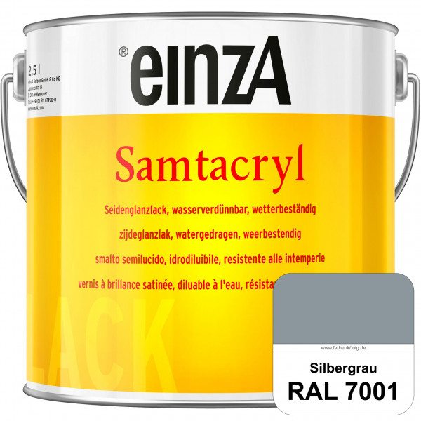 einzA Samtacryl (RAL 7001 Silbergrau) wetterbeständige seidenglänzende Acryl-PU-Lackfarbe