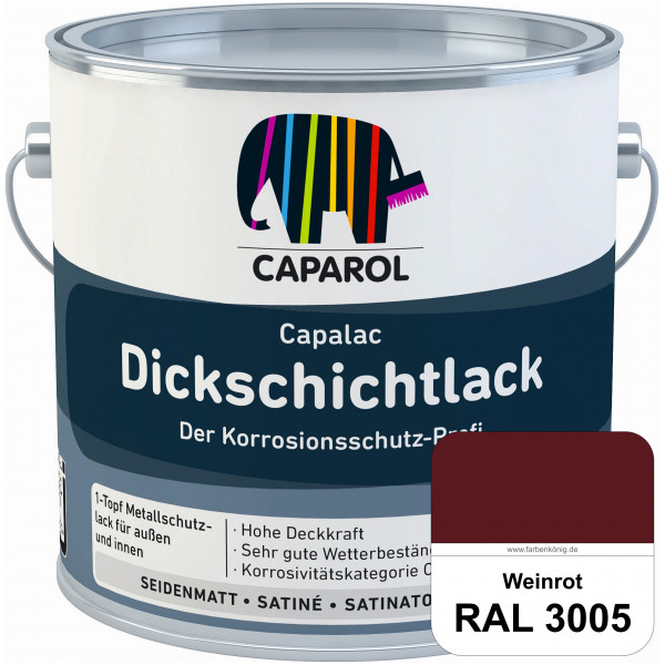 Capalac Dickschichtlack (RAL 3005 Weinrot) 1-Topf Metallschutzlack (löselmittelhaltig) innen & außen