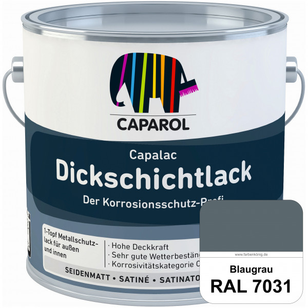 Capalac Dickschichtlack (RAL 7031 Blaugrau) 1-Topf Metallschutzlack (löselmittelhaltig) innen & auße