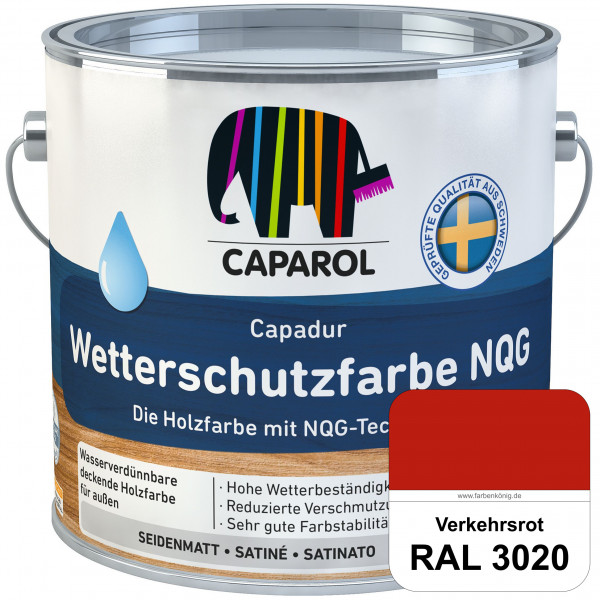 Capadur Wetterschutzfarbe NQG (RAL 3020 Verkehrsrot) Holzfarbe mit NQG-Technologie wasserbasiert für