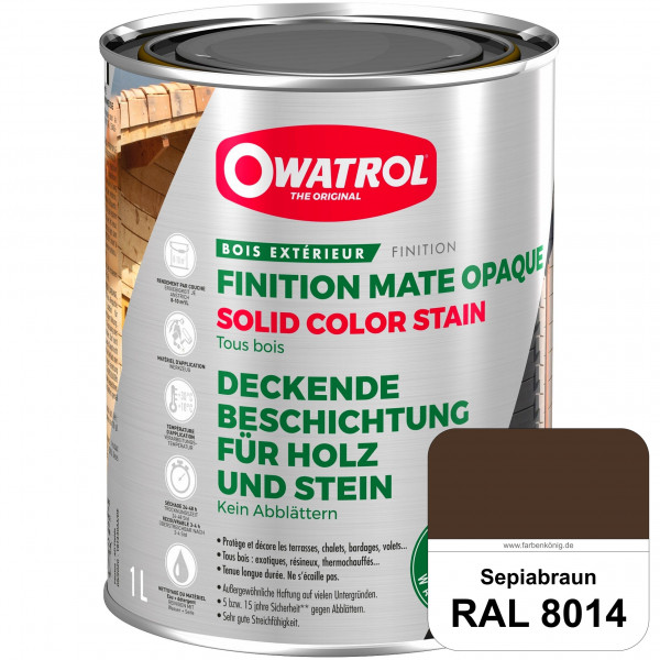 Solid Color Stain (RAL 8014 Sepiabraun) deckende und matte Wetterschutzfarbe außen