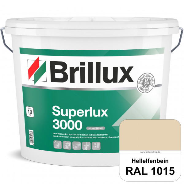 Superlux 3000 (RAL 1015 Hellelfenbein) hoch deckende stumpfmatte Innen-Dispersionsfarbe - streiflich