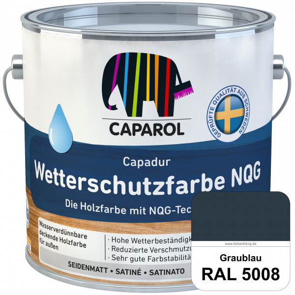 Capadur Wetterschutzfarbe NQG (RAL 5008 Graublau) Holzfarbe mit NQG-Technologie wasserbasiert für au