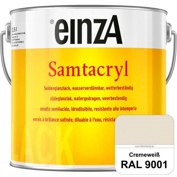 einzA Samtacryl (RAL 9001 Cremeweiß) wetterbeständige seidenglänzende Acryl-PU-Lackfarbe