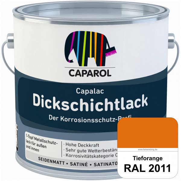 Capalac Dickschichtlack (RAL 2011 Tieforange) 1-Topf Metallschutzlack (löselmittelhaltig) innen & au