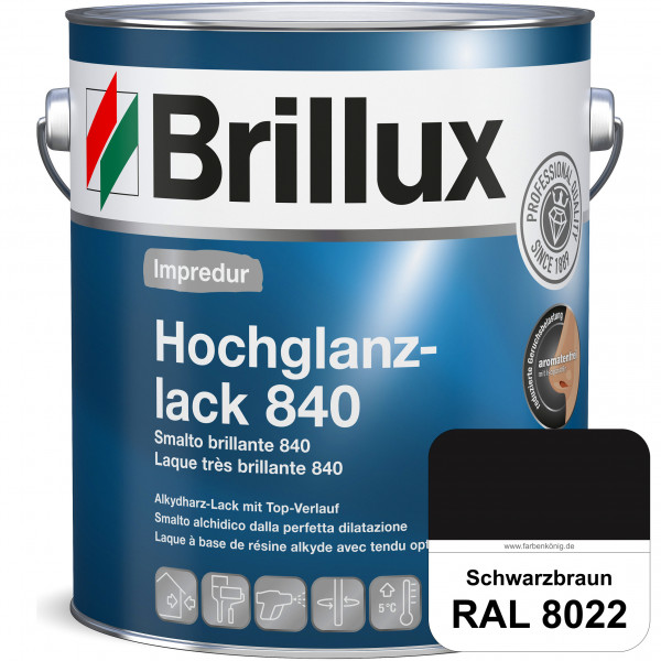 Impredur Hochglanzlack 840 (RAL 8022 Schwarzbraun) für Holz- und Metallflächen (löselmittelhaltig) i