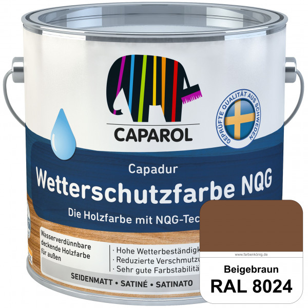 Capadur Wetterschutzfarbe NQG (RAL 8024 Beigebraun) Holzfarbe mit NQG-Technologie wasserbasiert für