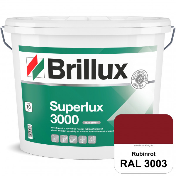 Superlux 3000 (RAL 3003 Rubinrot) hoch deckende stumpfmatte Innen-Dispersionsfarbe - streiflichtunem