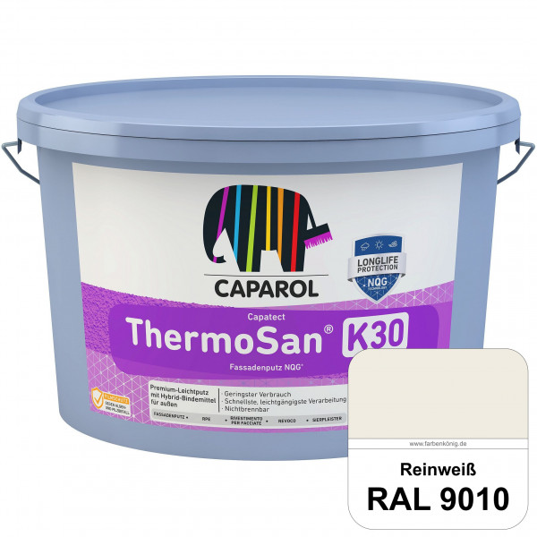 Capatect ThermoSan® Fassadenputz NQG® (K 30) (RAL 9010 Reinweiß) Kratzputz-Struktur in Körnung 3 mm