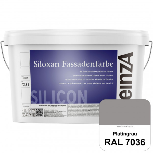 einzA Siloxan Fassadenfarbe (RAL 7036 Platingrau) Siliconvergütete Fassadenfarbe