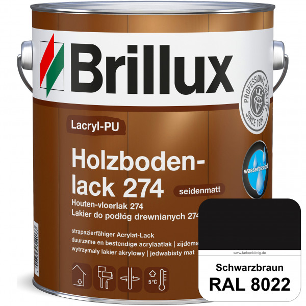 Lacryl-PU Holzbodenlack 274 (RAL 8022 Schwarzbraun) hochwertige & widerstandsfähige, deckende Versie