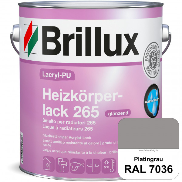 Lacryl-PU Heizkörperlack 265 (RAL 7036 Platingrau) vergilbungsresistenter & wasserbasierter Heizkörp