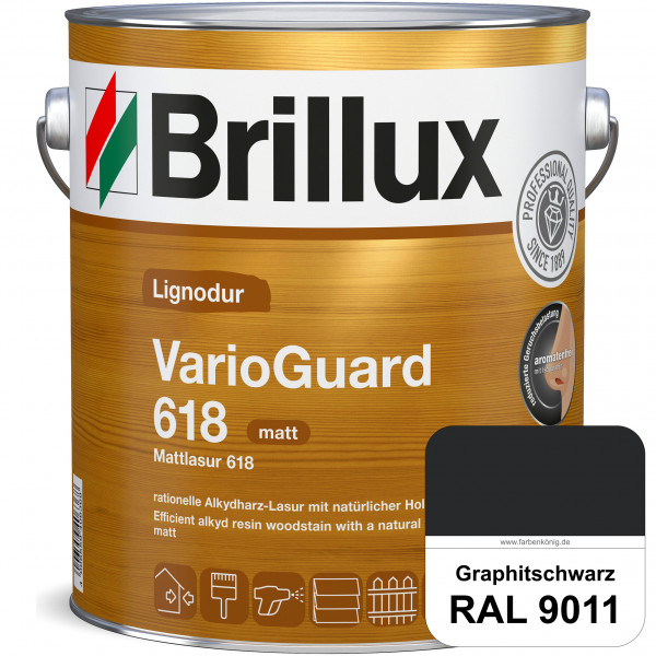 Mattlasur 618 (RAL 9011 Graphitschwarz) matte & wetterbeständige Lasur (lösemittelhaltig) für Laub-