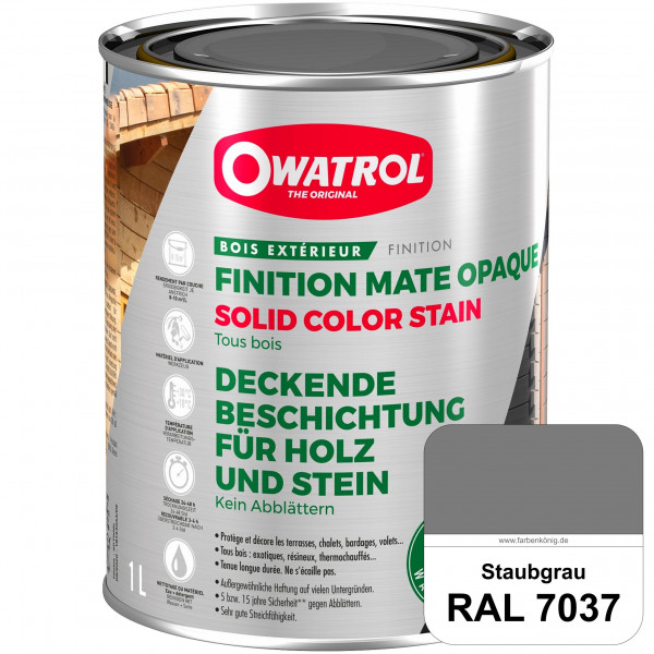 Solid Color Stain (RAL 7037 Staubgrau) deckende und matte Wetterschutzfarbe außen