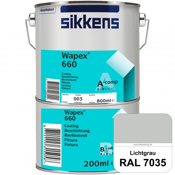 Wapex 660 Set (RAL 7035 Lichtgrau) seidenglänzende 2K-Epoxidharzlack für Böden & Wände (innen)
