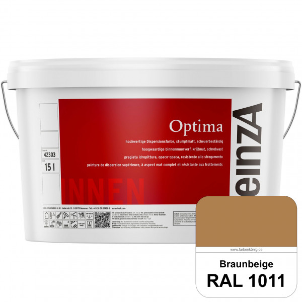 einzA Optima (RAL 1011 Braunbeige) Stumpfmatte Dispersionsfarbe für hochwertige Anstriche