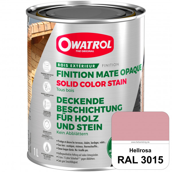 Solid Color Stain (RAL 3015 Hellrosa) deckende und matte Wetterschutzfarbe außen