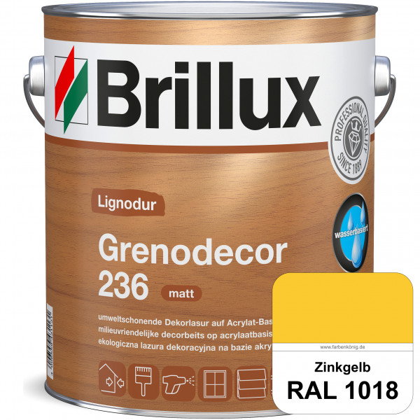 Grenodecor 236 (RAL 1018 Zinkgelb) Umwelt- und gesundheitsschonende, diffusionsfähige Dekorlasur mit