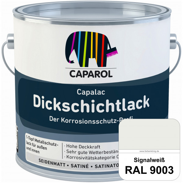 Capalac Dickschichtlack (RAL 9003 Signalweiß) 1-Topf Metallschutzlack (löselmittelhaltig) innen & au