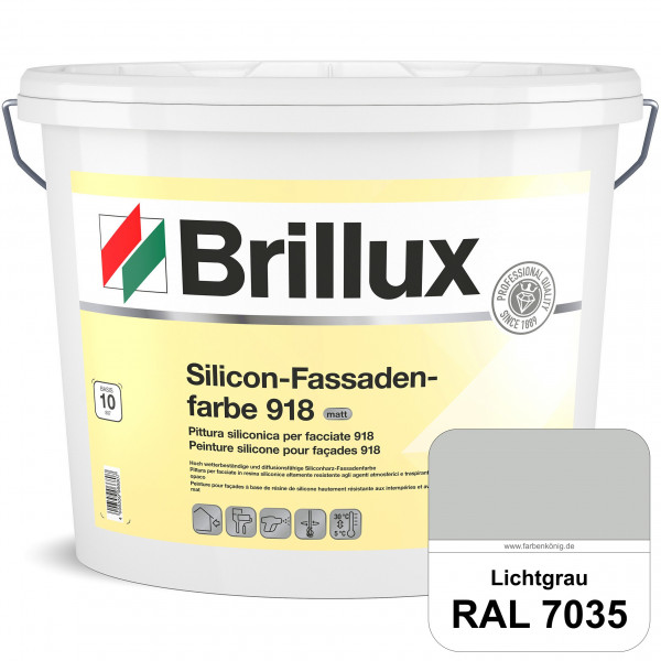 Silicon-Fassadenfarbe 918 (RAL 7035 Lichtgrau) matt, hoch wetterbeständig und wasserabweisend