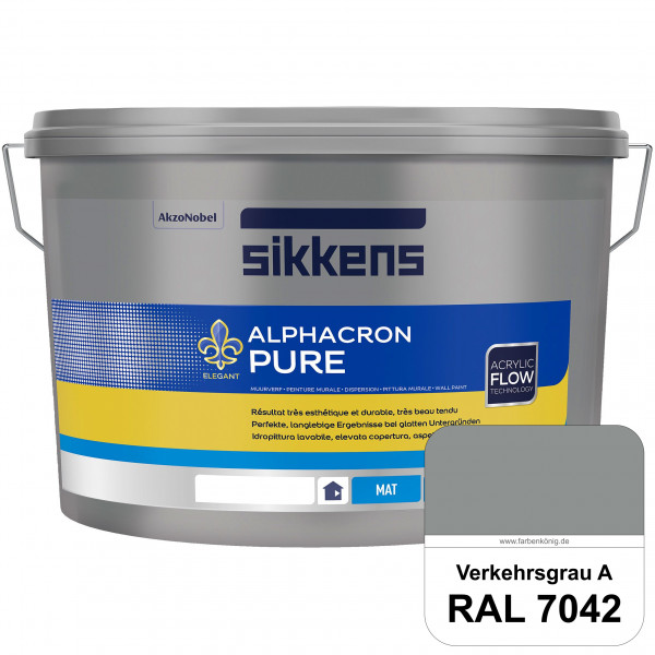 Alphacron Pure (RAL 7042 Verkehrsgrau A) Edelmatte & hochertige Premium Wandfarbe für glatte Untergr