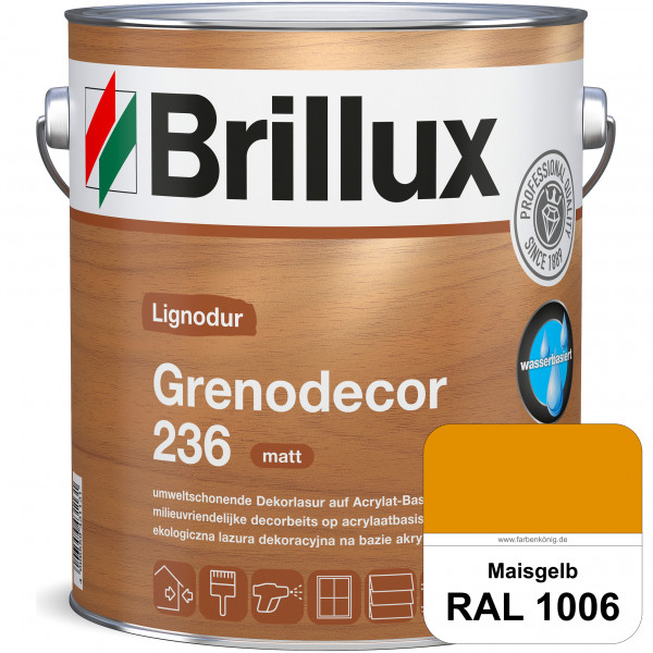 Grenodecor 236 (RAL 1006 Maisgelb) Umwelt- und gesundheitsschonende, diffusionsfähige Dekorlasur mit