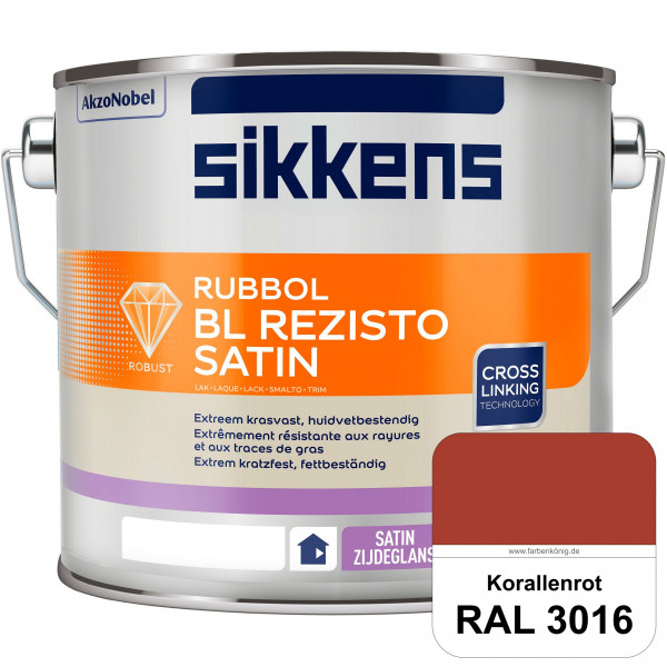 Rubbol BL Rezisto Satin (RAL 3016 Korallenrot) seidenglänzender und strapazierfähiger Lack (wasserba