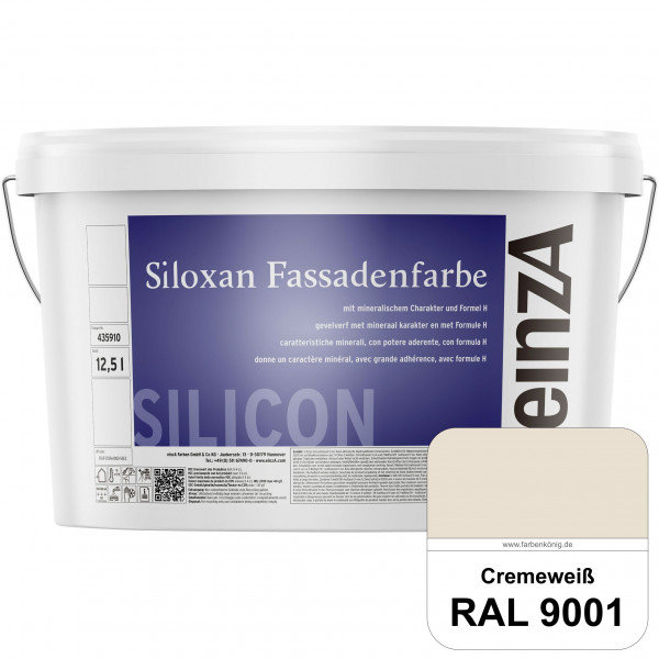 einzA Siloxan Fassadenfarbe (RAL 9001 Cremeweiß) Siliconvergütete Fassadenfarbe