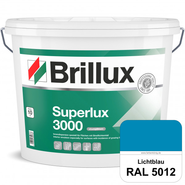 Superlux 3000 (RAL 5012 Lichtblau) hoch deckende stumpfmatte Innen-Dispersionsfarbe - streiflichtune