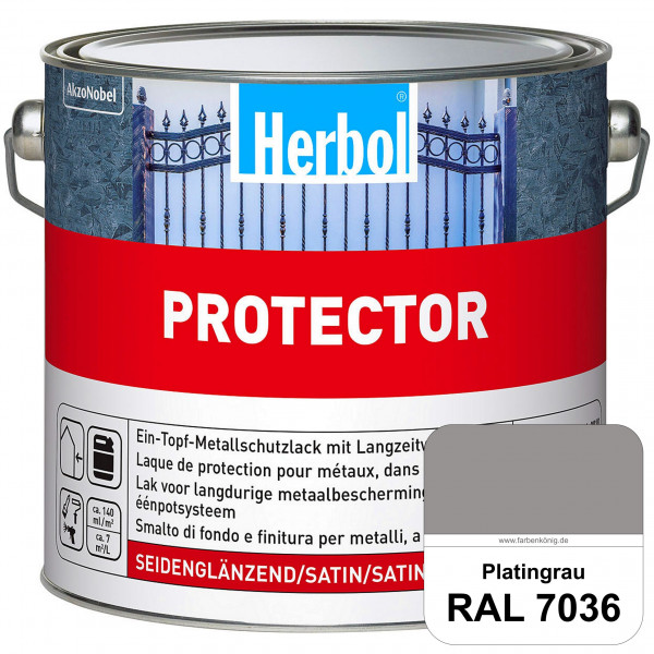 Protector (RAL 7036 Platingrau) Seidenglänzende Spezialbeschichtung für Eisen- und NE-Metalle (außen