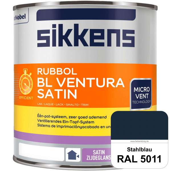 Rubbol BL Ventura Satin (RAL 5011 Stahlblau) Seidenglanzlack (wasserbasiert) Fenster außen