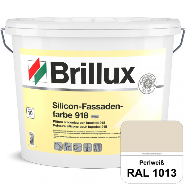Silicon-Fassadenfarbe 918 (RAL 1013 Perlweiß) matt, hoch wetterbeständig und wasserabweisend