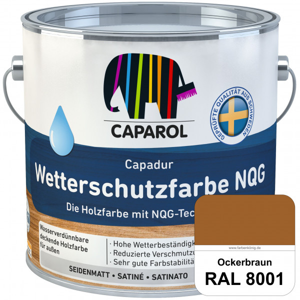Capadur Wetterschutzfarbe NQG (RAL 8001 Ockerbraun) Holzfarbe mit NQG-Technologie wasserbasiert für