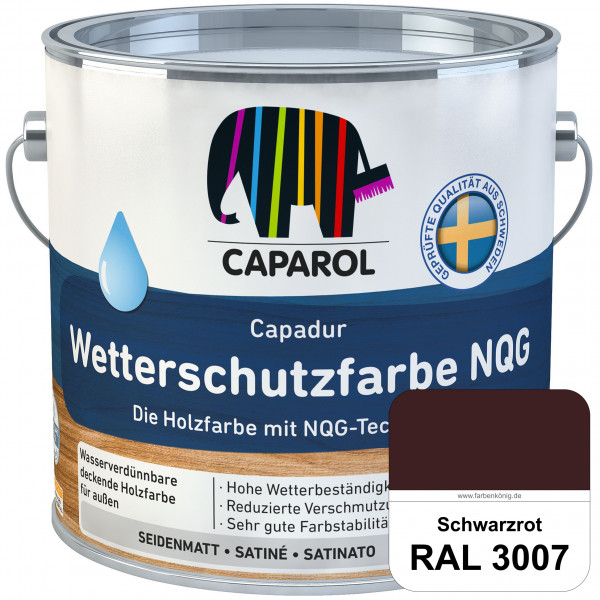 Capadur Wetterschutzfarbe NQG (RAL 3007 Schwarzrot) Holzfarbe mit NQG-Technologie wasserbasiert für