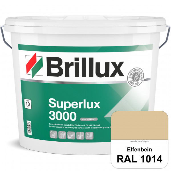 Superlux 3000 (RAL 1014 Elfenbein) hoch deckende stumpfmatte Innen-Dispersionsfarbe - streiflichtune