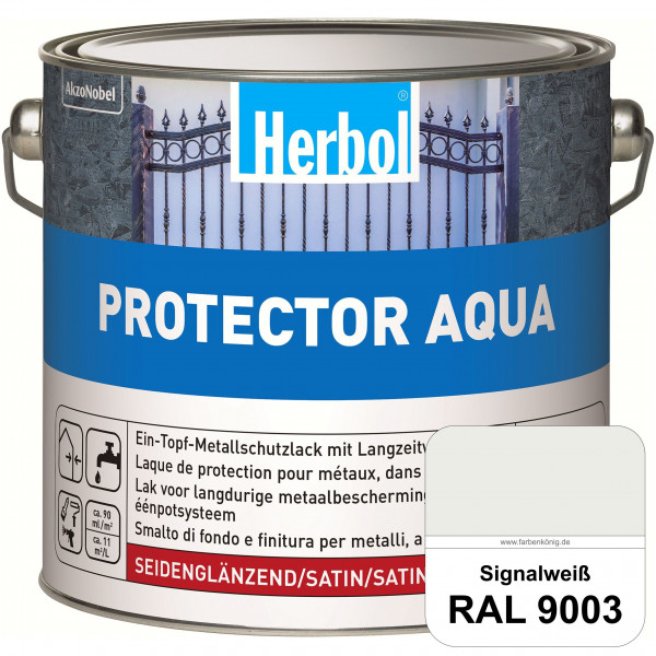 Protector Aqua (RAL 9003 Signalweiß) Lack für Eisen, Stahl und NE-Metalle (Innen&Außen)