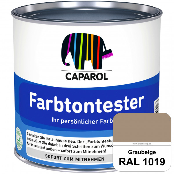 Farbtontester (RAL 1019 Graubeige) Individuell abgetönte Dispersionsfarbe zum Anlegen von Farbtonmus