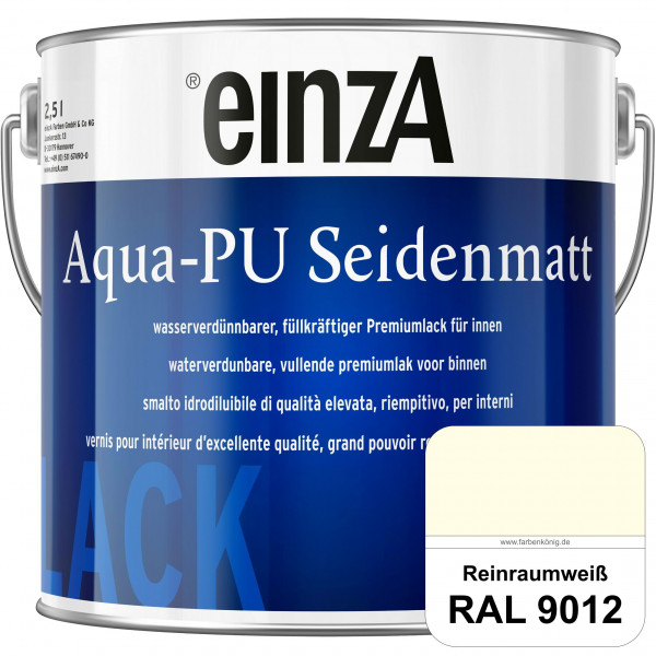 einzA Aqua-PU seidenmatt (RAL 9012 Reinraumweiß) wasserverdünnbarer Premiumlack für innen