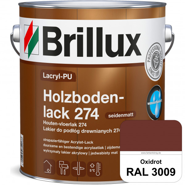 Lacryl-PU Holzbodenlack 274 (RAL 3009 Oxidrot) hochwertige & widerstandsfähige, deckende Versiegelun