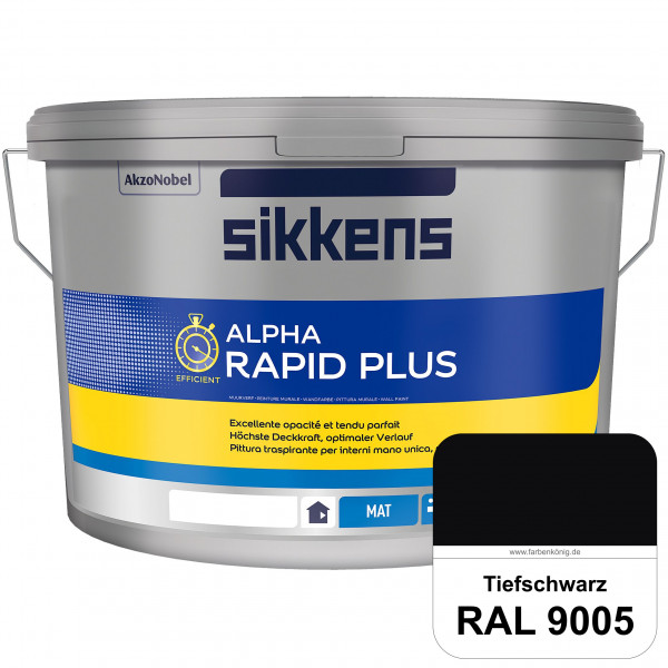 Alpha Rapid Plus (RAL 9005 Tiefschwarz) Hochwertige & stumpfmatte Wandfarbe für mittlere Belastungen