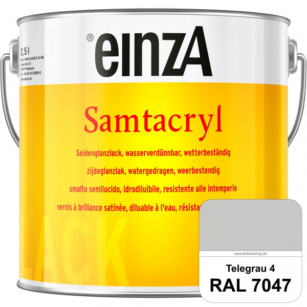 einzA Samtacryl (RAL 7047 Telegrau 4) wetterbeständige seidenglänzende Acryl-PU-Lackfarbe