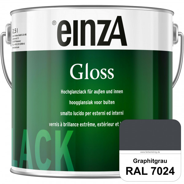 einzA Gloss (RAL 7024 Graphitgrau) Hochwertiger Alkydharzlack in Premium-Qualität, hochglänzend.