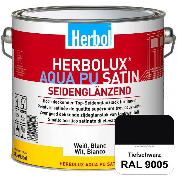 Herbolux Aqua PU Satin (RAL 9005 Tiefschwarz) Wasserverdünnbarer Top-PU-Seidenglanzlack (Innen)