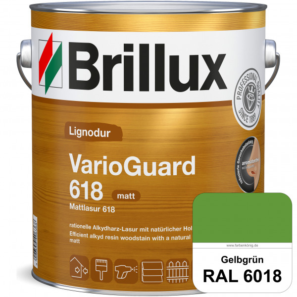 Mattlasur 618 (RAL 6018 Gelbgrün) matte & wetterbeständige Lasur (lösemittelhaltig) für Laub- und Na