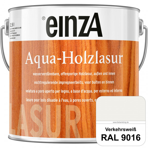 einzA Aqua-Holzlasur (RAL 9016 Verkehrsweiß) wasserverdünnbare offenporige Holzlasur für Holzbauteil