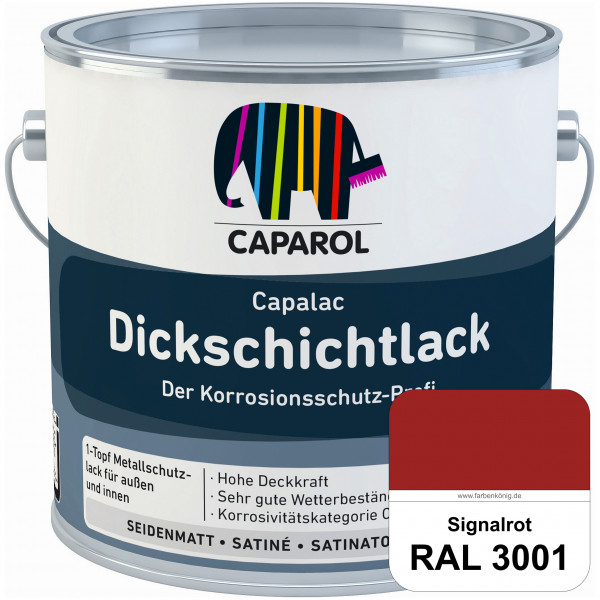 Capalac Dickschichtlack (RAL 3001 Signalrot) 1-Topf Metallschutzlack (löselmittelhaltig) innen & auß