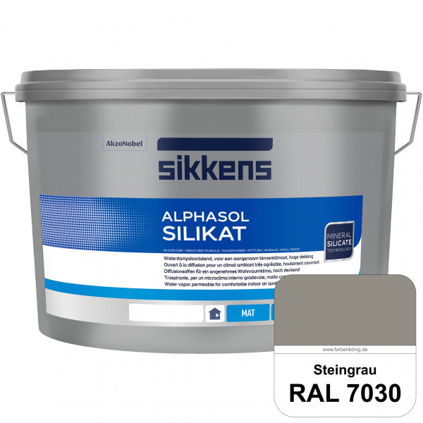 Alphasol Silikat (RAL 7030 Steingrau) Extrem matte Premium Wandfarbe auf SOL-Silikatbasis