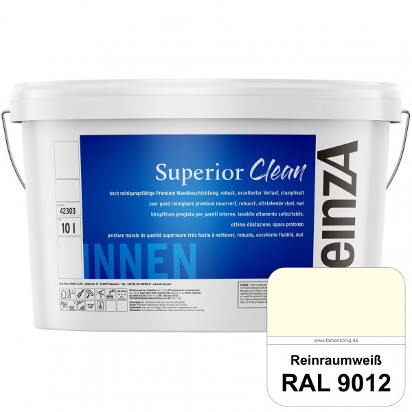 einzA Superior Clean (RAL 9012 Reinraumweiß) Hoch reinigungsfähige, stumpfmatte Premium-Wandbeschich